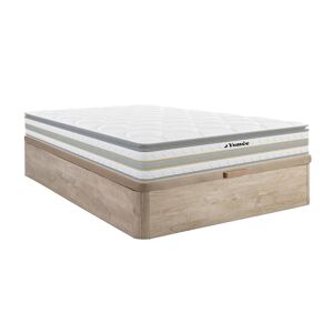 Ensemble 160 x 200 cm sommier coffre naturel clair matelas ressorts ensaches et surmatelas integre ep29cm CANTERBURY de YSMEE