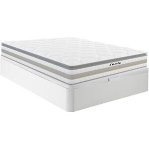 Vente uniquecom Ensemble 140 x 190 cm sommier coffre blanc matelas ressorts ensaches et surmatelas integre ep29cm CANTERBURY de YSMEE