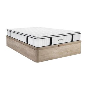 Vente uniquecom Ensemble 140 x 190 cm sommier coffre naturel clair matelas anti feu ressorts ensaches et surmatelas integre ep28cm DELICE de DREAMEA HOTEL