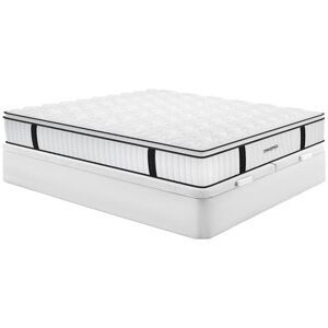 Vente-unique.com Ensemble 180 x 200 cm sommier coffre blanc + matelas anti-feu ressorts ensaches et surmatelas integre ep.28cm - DELICE de DREAMEA HOTEL