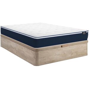 Ensemble 160 x 200 cm sommier coffre naturel clair matelas ressorts ensaches et surmatelas integre ep24cm ALTIER de YSMEE