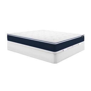 Ensemble 180 x 200 cm sommier coffre blanc matelas ressorts ensaches et surmatelas integre ep24cm ALTIER de YSMEE