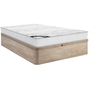 Ensemble 140 x 190 cm sommier coffre naturel clair + matelas ressorts ensachés ép.20cm - SONGE de YSMÉE - Publicité