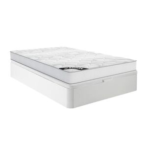 Ensemble 140 x 190 cm sommier coffre blanc matelas ressorts ensaches ep20cm SONGE de YSMEE