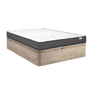 Ensemble 160 x 200 cm sommier coffre naturel clair matelas ressorts ensaches ep20cm AMBRACIE de YSMEE