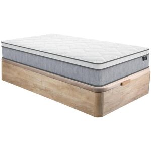 Ensemble 90 x 190 cm sommier coffre naturel clair + matelas ressorts ensachés ép.22cm - SERENITE de YSMÉE - Publicité