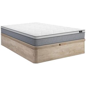 Ensemble 140 x 190 cm sommier coffre naturel clair matelas ressorts ensaches ep22cm SERENITE de YSMEE