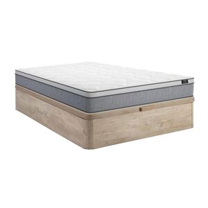 Ensemble 160 x 200 cm sommier coffre naturel clair matelas ressorts ensaches ep22cm SERENITE de YSMEE