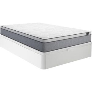 Ensemble 140 x 190 cm sommier coffre blanc matelas ressorts ensaches ep22cm SERENITE de YSMEE