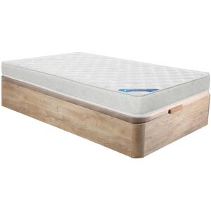 Vente-unique.com Ensemble 90 x 190 cm sommier coffre naturel clair + matelas mousse ep.15cm - ZEUS de DREAMEA