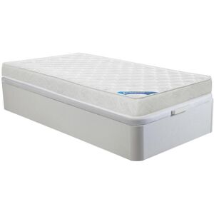 Vente uniquecom Ensemble 90 x 190 cm sommier coffre blanc matelas mousse ep15cm ZEUS de DREAMEA