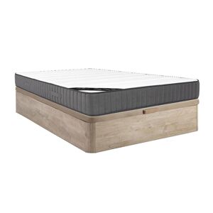 Vente uniquecom Ensemble 140 x 190 cm sommier coffre naturel clair matelas ressorts ensaches 7 zones et mousse haute resilience ep26cm AUDACE de PALACIO