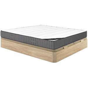 Vente uniquecom Ensemble 180 x 200 cm sommier coffre naturel clair matelas ressorts ensaches 7 zones et mousse haute resilience ep26cm AUDACE de PALACIO