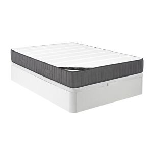 Vente-unique.com Ensemble 140 x 190 cm sommier coffre blanc + matelas ressorts ensaches 7 zones et mousse haute resilience ep.26cm - AUDACE de PALACIO