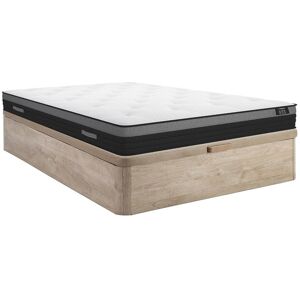 Ensemble 160 x 200 cm sommier coffre naturel clair matelas ressorts ensaches a bande respirante ep23cm AIRPLAY de YSMEE