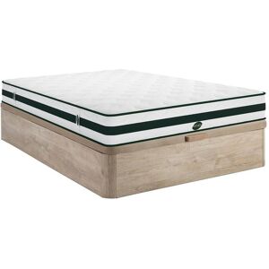 Vente-unique.com Ensemble 140 x 190 cm sommier coffre naturel clair + matelas naturel ressorts ensaches 5 zones ep.24cm - AGATHE de NATUREA