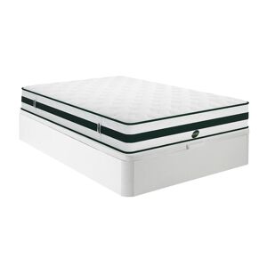 Vente-unique.com Ensemble 140 x 190 cm sommier coffre blanc + matelas naturel ressorts ensaches 5 zones ep.24cm - AGATHE de NATUREA