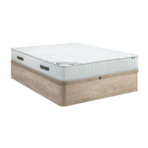 Vente uniquecom Ensemble 160 x 200 cm sommier coffre naturel clair matelas ressorts ensaches 7 zones mousse a memoire de forme ep25cm IONIA de DREAMEA