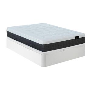 Vente-unique.com Ensemble 140 x 190 cm sommier coffre blanc + matelas ressorts ensachés 7 zones accueil mémoire de forme et latex ép.30cm - ARTIO de PALACIO - Publicité