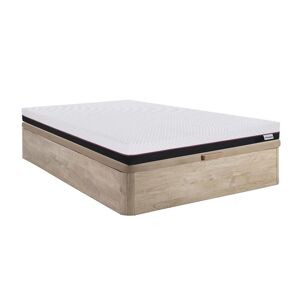 Ensemble 140 x 190 cm sommier coffre naturel clair matelas mousse a memoire de forme ep18cm RYZE de YSMEE