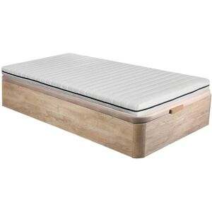 Vente-unique.com Ensemble 90 x 190 cm sommier coffre naturel clair + matelas mousse déhoussable ép.10cm - NASUS de DREAMEA - Publicité