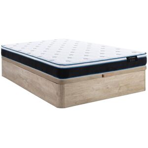 Ensemble 140 x 190 cm sommier coffre naturel clair matelas ressorts ensaches et memoire de forme ep25cm SETTIMO de YSMEE