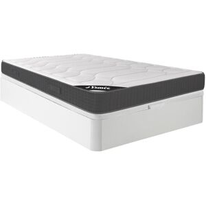 Ensemble 140 x 190 cm sommier coffre blanc matelas memoire de forme ep28cm GIZEUX de YSMEE