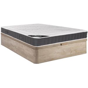 Ensemble 160 x 200 cm sommier coffre naturel clair matelas ressorts ensaches accueil memoire de forme ep27cm ATLANTIDE de YSMEE