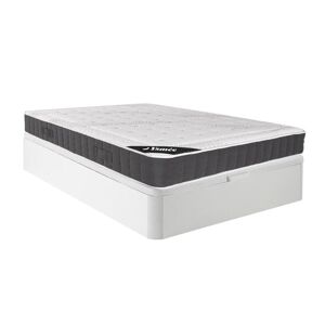 Ensemble 140 x 190 cm sommier coffre blanc matelas ressorts ensaches accueil memoire de forme ep27cm ATLANTIDE de YSMEE