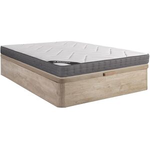 Ensemble 140 x 190 cm sommier coffre naturel clair matelas ressorts ensaches 5 zones accueil memoire de forme ep23cm BABYLONE de YSMEE