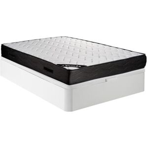 Vente-unique.com Ensemble 160 x 200 cm sommier coffre blanc + matelas ressorts ensaches 7 zones et memoire de forme ep.24cm - MERISI de YSMÉE