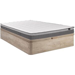 Vente uniquecom Ensemble 160 x 200 cm sommier coffre naturel clair matelas ressorts ensaches 7 zones et memoire de forme ep29cm MONTAIGNE II de PALACIO