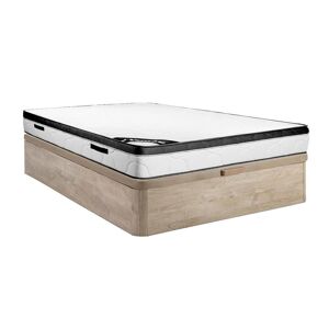 Ensemble 160 x 200 cm sommier coffre naturel clair matelas mousse ep30cm SOLAK de YSMEE