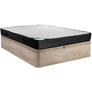 Vente-unique.com Ensemble 140 x 190 cm sommier coffre naturel clair + matelas mousse et coutil bambou ep.25cm - BERENDI de NATUREA