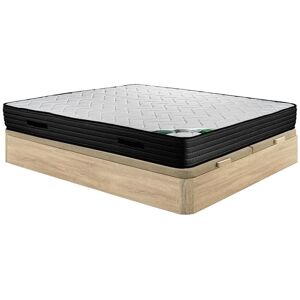 Vente-unique.com Ensemble 180 x 200 cm sommier coffre naturel clair + matelas mousse et coutil bambou ep.25cm - BERENDI de NATUREA