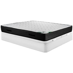 Vente uniquecom Ensemble 180 x 200 cm sommier coffre blanc matelas mousse et coutil bambou ep25cm BERENDI de NATUREA