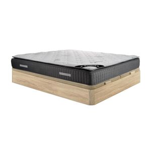 Ensemble 180 x 200 cm sommier coffre naturel clair matelas ressorts ensaches 7 zones et memoire de forme ep28cm MARANI de YSMEE