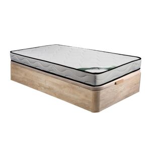 Vente-unique.com Ensemble 90 x 190 cm sommier coffre naturel clair + matelas mousse et coutil bambou ep.15cm - KANANI de NATUREA