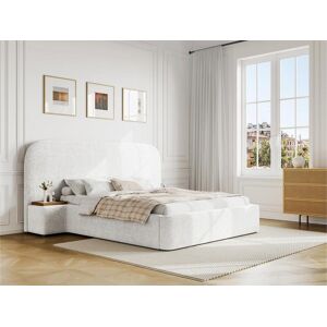 Vente uniquecom Lit coffre 140 x 200 cm avec chevets Tissu bouclette Blanc Matelas ESTERIA de Maison Cephy