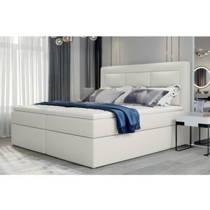 Venesetti Ensemble boxspring complet tête de lit + sommiers + matelas + surmatelas VISTA de VENESETTI - simili cuir ivoire - 160 x 200 cm