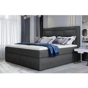 Venesetti Ensemble boxspring complet tête de lit + sommiers + matelas + surmatelas VISTA de VENESETTI - tissu luxe gris foncé - 180 x 200 cm