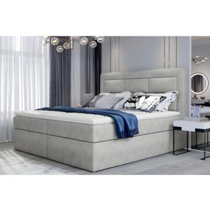 Venesetti Ensemble boxspring complet tête de lit + sommiers + matelas + surmatelas VISTA de VENESETTI - tissu luxe gris - 180 x 200 cm