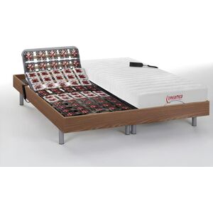 Vente-unique.com Lit électrique relaxation tout plots matelas accueil latex - 2 x 70 x 190 cm - Naturel clair - ETHER de DREAMEA - Publicité