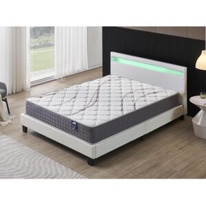 Ensemble Matelas Ressorts Ensachés + Lit Avec Tête De Lit 140x190cm-Epaisseur 25cm Accueil MousseHD