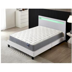 Ensemble Matelas Ressorts Ensachés + Lit Avec Tête De Lit 140x190cm-Epaisseur 25cm Accueil Mémoire