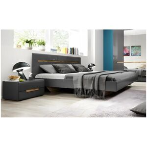 Price Factory Ensemble Lit 160x200 plus 2 Chevets. Collection LUCIA. Couleur gris et chêne.