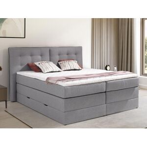 Vente uniquecom Ensemble complet boxspring tete de lit capitonnee sommiers coffre matelas surmatelas 180 x 200 cm Tissu Gris clair PERAMA de PALACIO