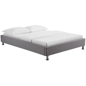 Idimex Lit futon double pour adulte NIZZA 140x190 cm 2 places / 2 personnes, avec sommier et pieds en métal chromé, tissu gris