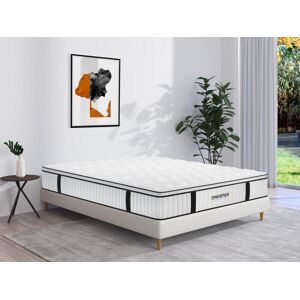 Vente-unique.com Matelas 160 x 200 cm anti-feu ressorts ensaches et surmatelas integre ep.28cm - DELICE de DREAMEA HOTEL