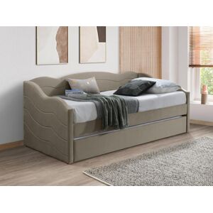 Vente unique Lit banquette gigogne 2 x 90 x 190 cm Velours Taupe Matelas LENVIA